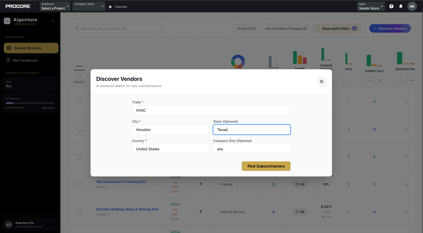 Vendor Discovery Modal